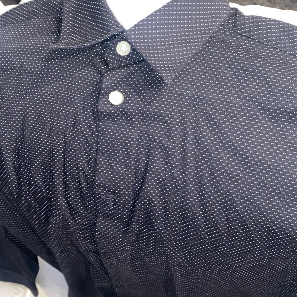 Dress shirt black with polkadots youth size 14, regular
